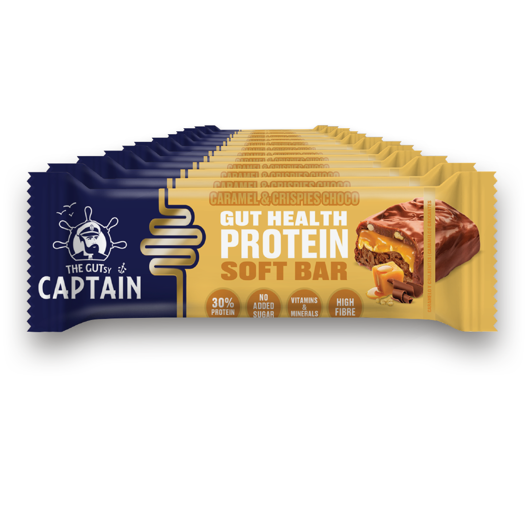 Barras proteicas GUTsy Captain de chocolate com caramelo