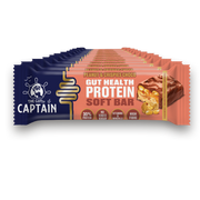 Barras proteicas GUTsy Captain de chocolate com amendoim
