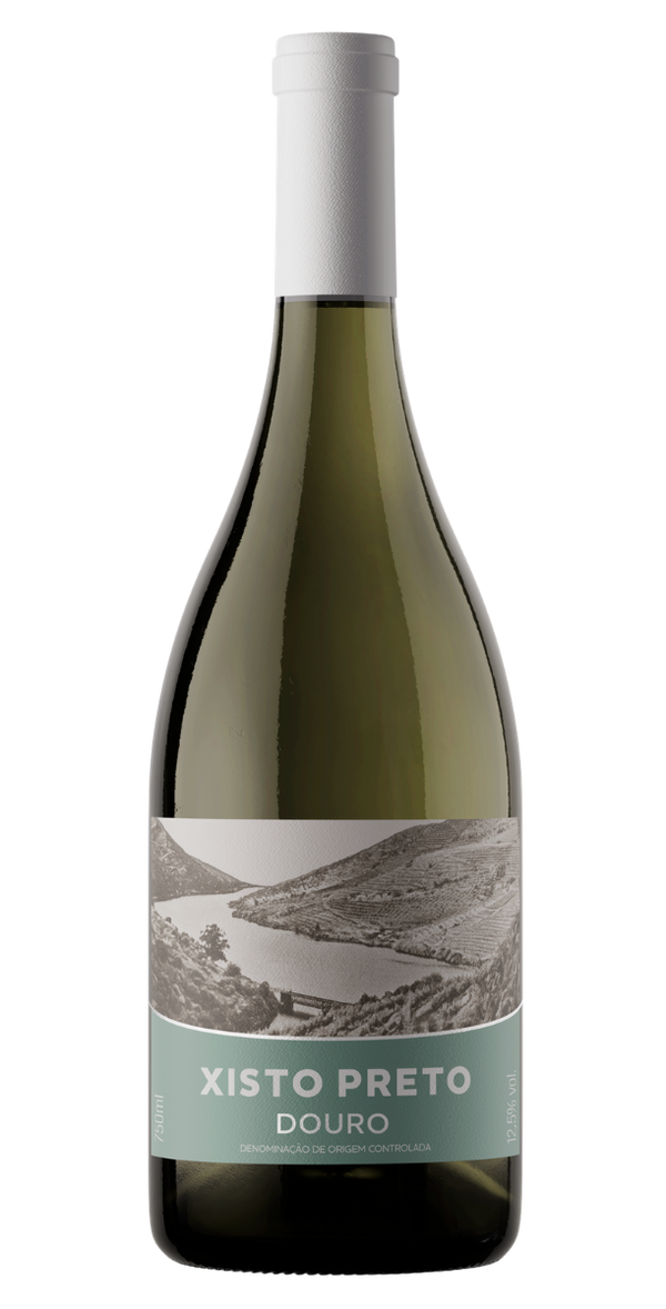 Garrafa de Xisto Preto Branco, vinho branco do Douro, 75 cl