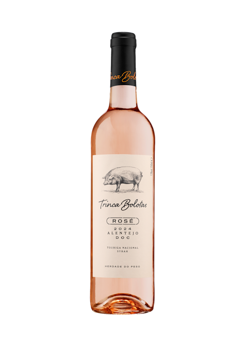 Garrafa de Trinca Bolotas Rosé, vinho rosé alentejano da Herdade do Peso, 75 cl